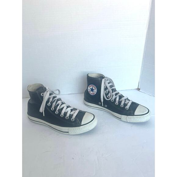 Converse Chuck Taylor All Star High Top Leather Black/White Lace Up Sneakers 8.5 - Picture 2 of 12